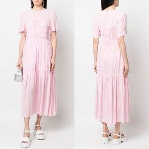 NEW BAUM UND PFERDGARTEN Anissa Short Sleeve Midi Dress Light Pink Blush